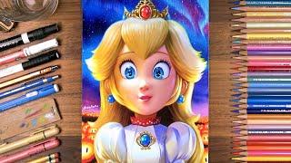 Drawing Princess Peach with Fire Flower | drawholic