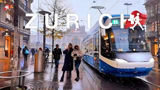 Walking Through the Snowstorm in Zurich, Switzerland: A Winter Walking Tour 