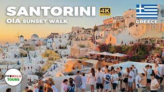 Oia, Santorini Evening Sunset Walk - 4K - with Captions!