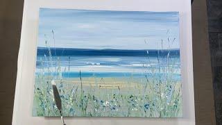 Cornish Flowers Seascape Coastal Art Floral