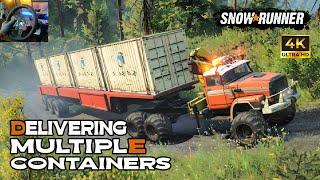 SnowRunner - Delivering Multiple Heavy Container on Hilly Road | Logitech G29 Gameplay #4k