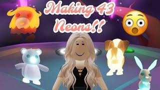 Making 43 Neons In Adopt Me | MY INVENTORY HAS FILLED UP WITH NEONS!!