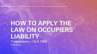 Application of Occupiers' Liability (Trespassers) (A Level Law)