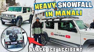 Today Heavy Snowfall In Manali || Car Accident Near Atal Tunnel || First Snowfall In Manali ||