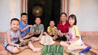 Harvest taro roots in my garden| Best recipe of making childhood cakes & have so much fun with kids