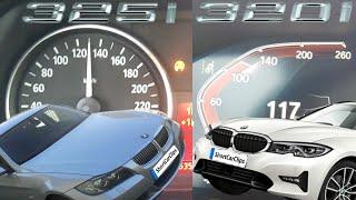 BMW E90 325i vs G20 320i 0-100 km/h Beschleunigung (0-60 mph) - Old vs New