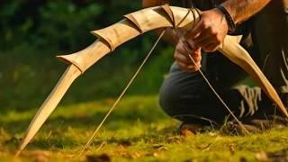 Man Makes the BEST Survival Bow Using Only Two Wood Branches | ASMR by @clayhayeshunter