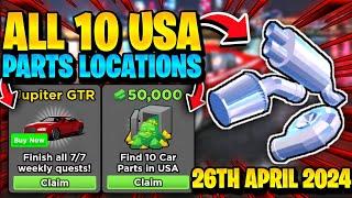 ALL 10 USA PARTS Locations In Drive World For Jupiter GTR Quest! Roblox Drive World Parts USA