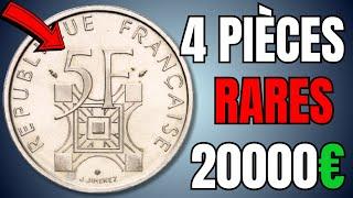 Valeur de 4 Pièces RARES de 5 FRANCS Semeuse ?