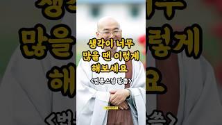 생각이 많을 땐 이렇게 해보세요,￼ 법륜스님의 말씀 #법륜스님 #불교지혜 #인생명언#shorts