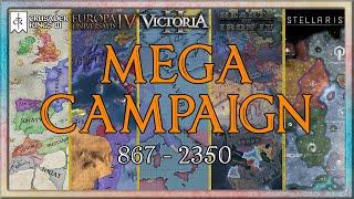 CK3 to EU4 to Vicky 2 to HOI4 to Stellaris - A Mega Campaign Timelapse (867 - 2350)