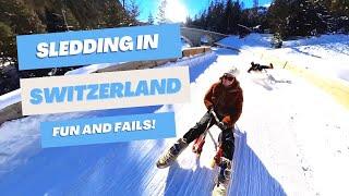 SLEDDING IN SWITZERLAND - Fun winter activities near St Moritz - Preda to Bergün to Darlux sled run