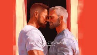 Love Unveiled: A Captivating Digital Painting Time-Lapse of a Gay Couple's Passionate Kiss