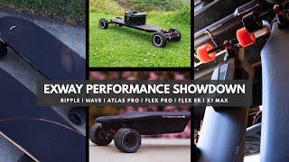 Exway Peformance Mega Comparison! PSPEC SCORE for Atlas Pro, Flex Pro, Ripple, etc