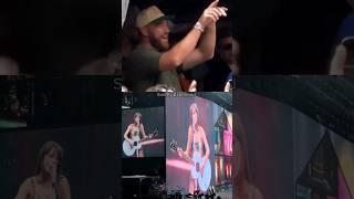 Travis Kelce blushing and singing Lover to Taylor Swift at the Eras Tour show London