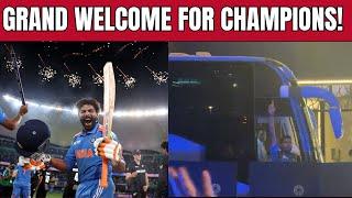 Grand Welcome for Champions! Team India Arrives to Loud Cheers at Their Team Hotel