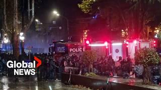 Georgia protests: Police use water cannons to disperse pro-EU demonstrators