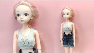 How To Make Barbie Doll Sport Clothes ，手工DIY芭比娃娃的迷你运动背心