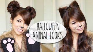 DIY Halloween Costume Ideas | Bear & Cat Ears Hairstyle & Makeup Tutorial