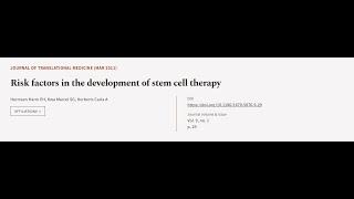 Risk factors in the development of stem cell therapy | RTCL.TV