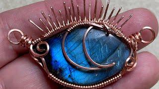 Crescent eye pendant wire wrap tutorial