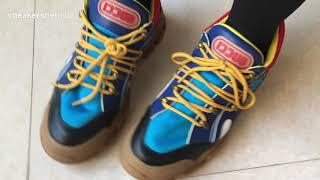 On foot: Gucci Flashtrek High Top Sneaker Blue Red Yellow
