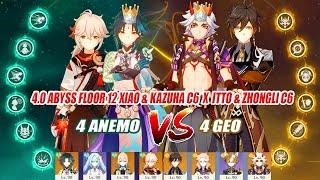 Xiao Kazuha C6 4 Anemo x Itto Zhongli C6 4 Geo | 4.0 Abyss Floor 12 Satisfying Combo Showcase