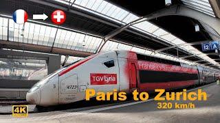  Riding France to Switzerland - Fastes  Direct Train From Paris To Zurich [4K]