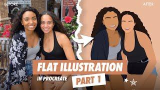 How to make a FLAT DIGITAL PORTRAIT in Procreate | Easy faceless portrait #Shorts (PART 1)