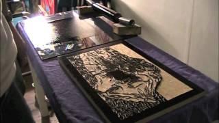 Hand printing a woodcut - Dave Stevens