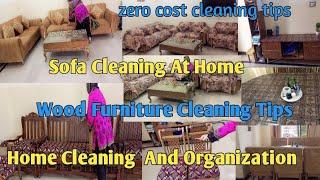 Sofa Cleaning At Home//Wood Furniture Cleaning //Home Cleaning And Organization Tips