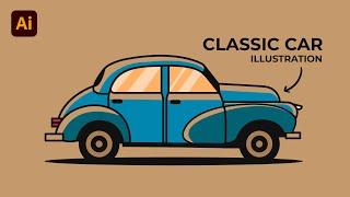 Adobe Illustrator Tutorial: Draw Classic Car | Vector Flat Design | Hiru Designs