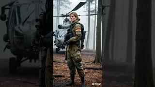 German Female Soldier with Military Helicopter – Strength, Discipline, and Bundeswehr Power#shorts