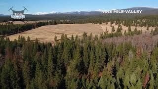 Drone footage over Clark Fork River, Nine Mile Valley