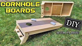 How to make Cornhole Boards // With 2 bonus features - Plans available!