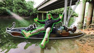 Kayak Fishing Under HIGHWAY BRIDGE! (Urban Creek Fishing)