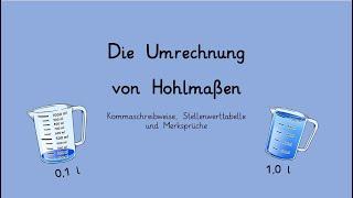 Erklärvideo zum Umrechnen von Hohlmaßen (Kommaschreibweise, Liter, Milliliter)