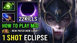 How to Solo Mid Luna in New 7 33d with 100% Endless Beam Full Magical Burst 1 Shot Dota 2