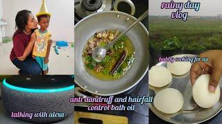 Rainy day vlog/class details/homemade antidandruff oil/podi idly/routine vlog/samayal bhavan