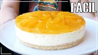 Tarta de QUESO y MELOCOTÓN 5 Ingredientes en 5 Minutos (SIN HARINA)