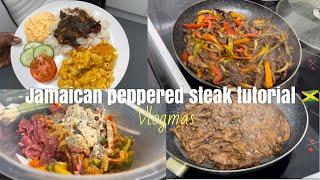 Vlogmas day 10 - JAMAICAN PEPPERED STEAK , MAC & CHEESE + COLESLAW RECIPE AND TUTORIAL