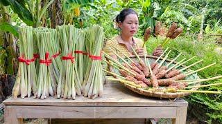 Ingredients, Recipe, Process of making unique Lemongrass spring rolls at home to sell at the market.