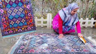 Rural Life Iran | Carpet and Clothes Washing in the Village