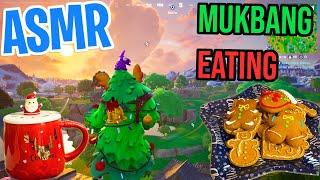 ASMR Gaming Mukbang  Fortnite Christmas Cookies Relaxing Eating and Spectating  Whispering 