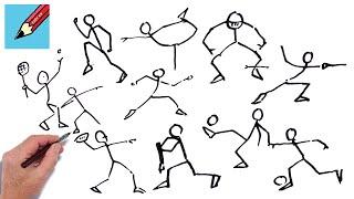 How to draw 18 Stickman Sport Poses Real Easy