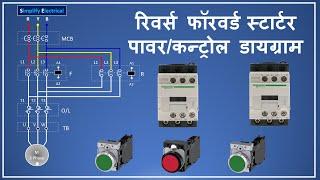 Reverse Forward Starter control wiring | Reverse Forward Starter working Animation |  Hindi |