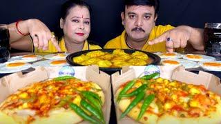 SPICYPIZZA CHALLENGE| JHOL MOMOS MUKBANG|DOMINO'S PIZZA CHALLENGE|#food#mukbang#viralvideo#asmr#1m