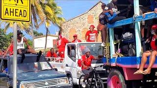 St kitts and Nevis labour party election victory motorcade//look at people  wow