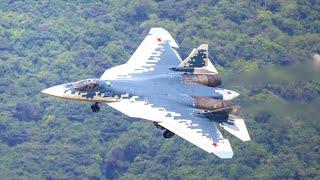 Russian Su-57 fighter jet makes low altitude turn in China