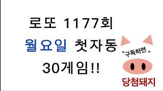로또 1177회 월요일 첫자동!! #당첨돼지